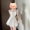 French White Suspender Dress Women's New Summer Ballet Design Thin Bud Waist a Word Skirt