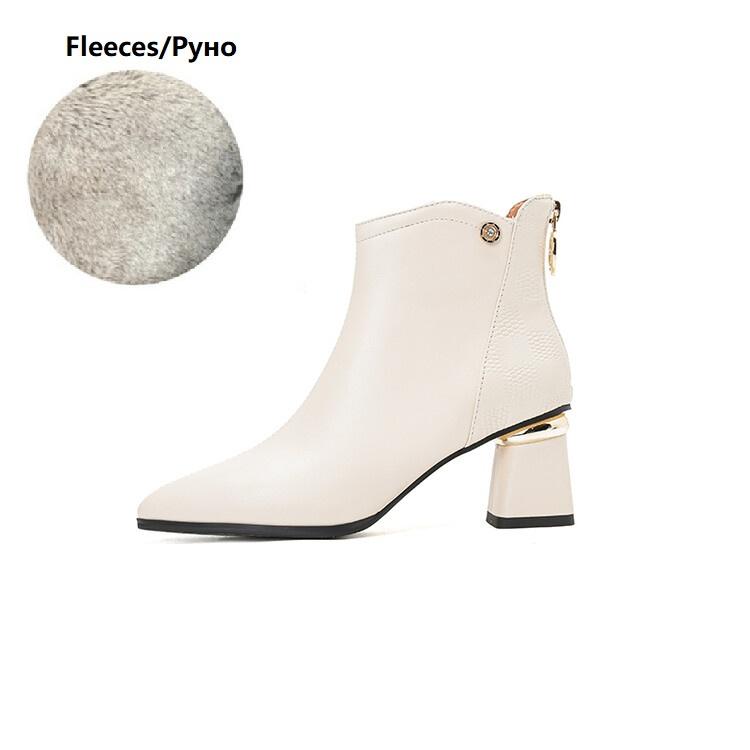 Fashion NEW Autumn Women Boots Pointed Toe Chunky Heel Boots Genuine Leather Shoes for Women Elegent Ankle Boots High Heel Female Boots