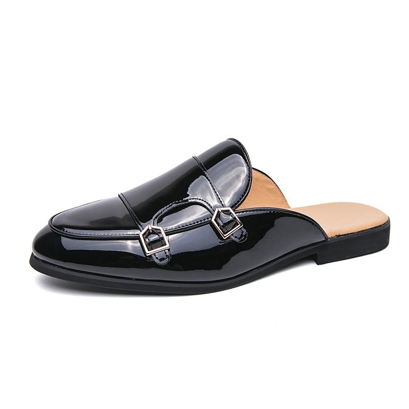 Men s Breathable Closed-Toe Leather Slip-On Sandals 42 чёрный