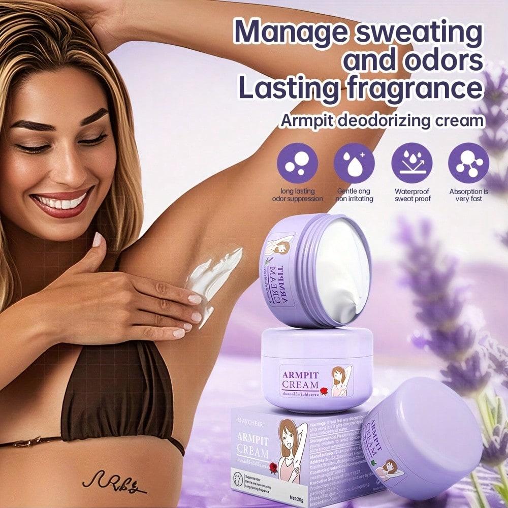 Long-Lasting Underarm Deodorant Balm Rose Aloe Vera Lavender Fresh Scent Odor Suppression Anti-Sweat Fast Drying Refreshing for Sports Dates Offices
