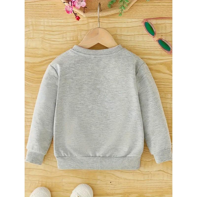 European sizes Kids' Cute Printed Pattern Simple Sweet Beauty  Spring Thin Round Neck Hoodie