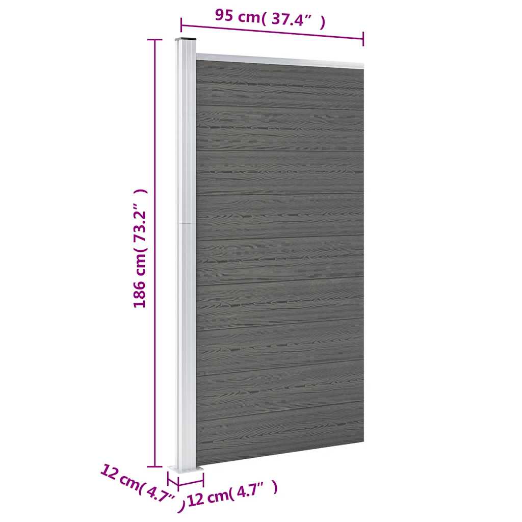 WPC Fence Panel 95 X 186 Cm Grey