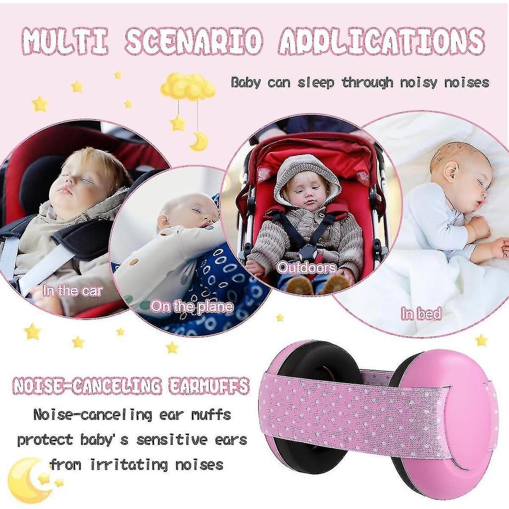 Baby Noise Canceling Earmuffs, Baby Soundproofing Earmuffs, Hearing Protection For Babies, For Babies From 0 To 24 Months, Soft Adjustable Headband