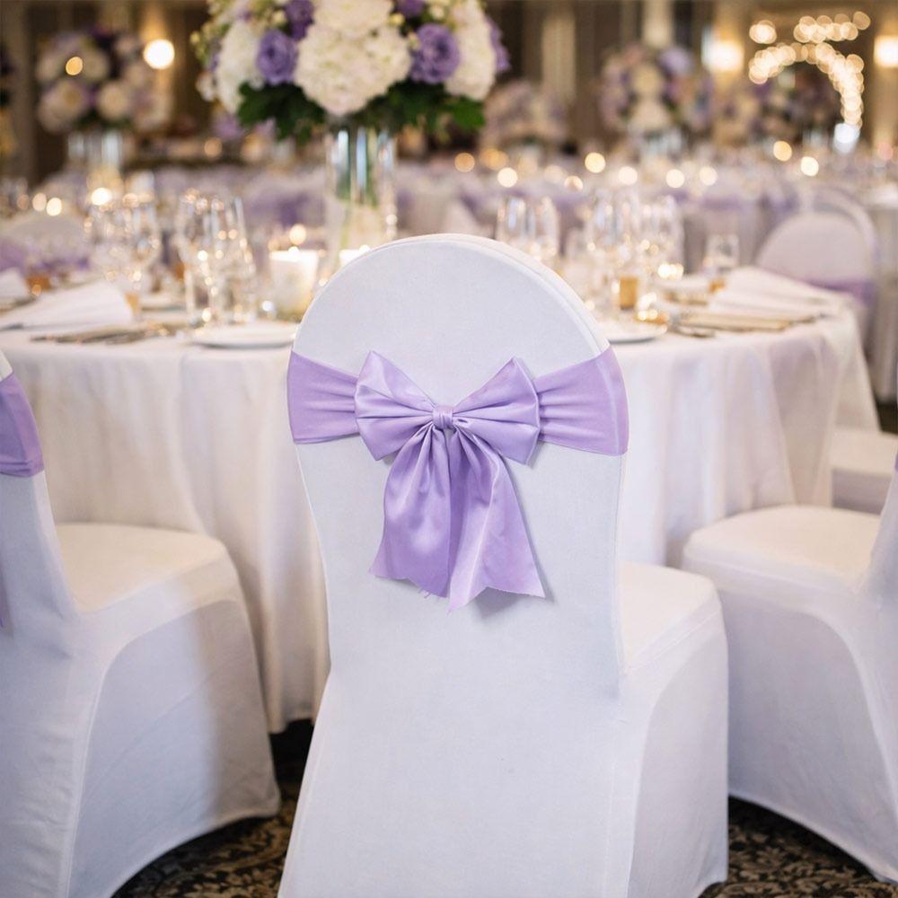 Bows Chair Back Bow Decorative Belt Ready Made Elastic Band Satin Chair Sashes Ties Fastening Chair Bandage
