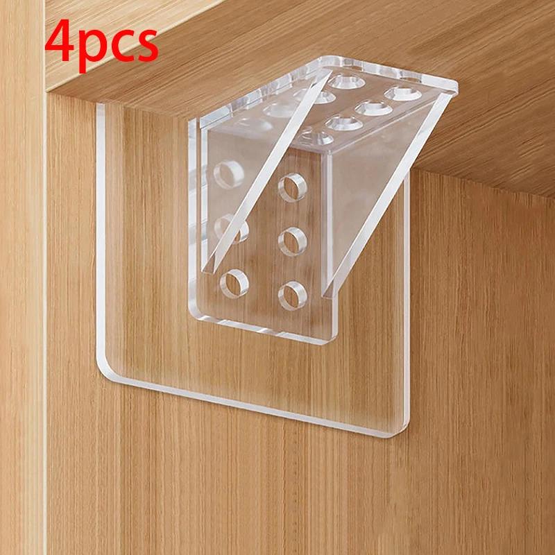 4/8PCS Triangular Bracket Wardrobe Partition Bracket No Drilling No Marking Adhesive Layered Bracket Holder Strong Adhesive