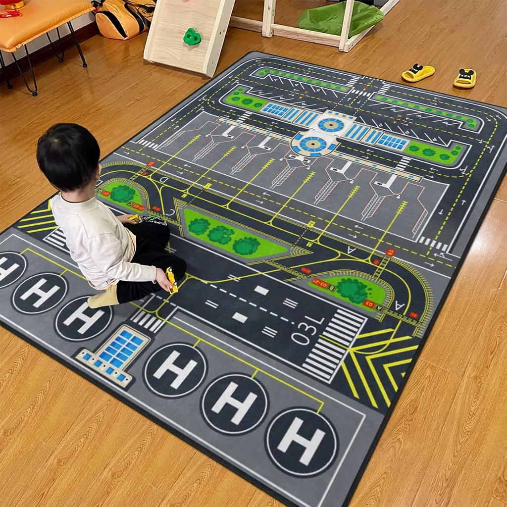 Urban Road Carpet Airplane Terminal Racing Track Rail Transit Carpet Children's Soft Climbing Mat Children's Room Decoration