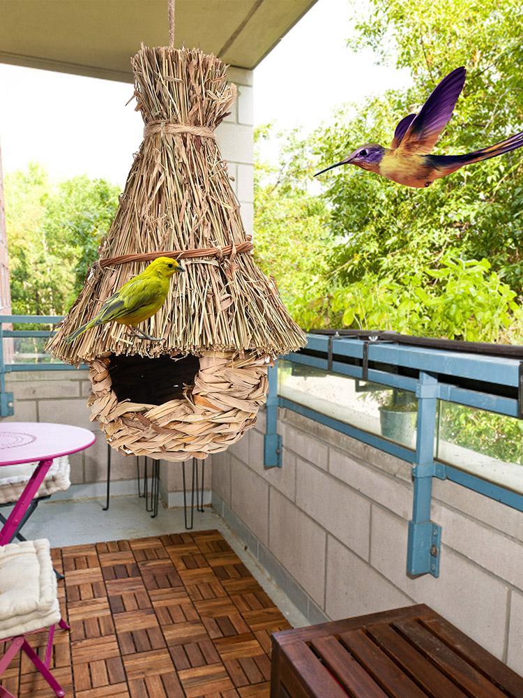Creative handmade birdcage, grass woven bird nest  Finch Bird House for Garden Decoration Exquisite Outdoor Decors for Garden