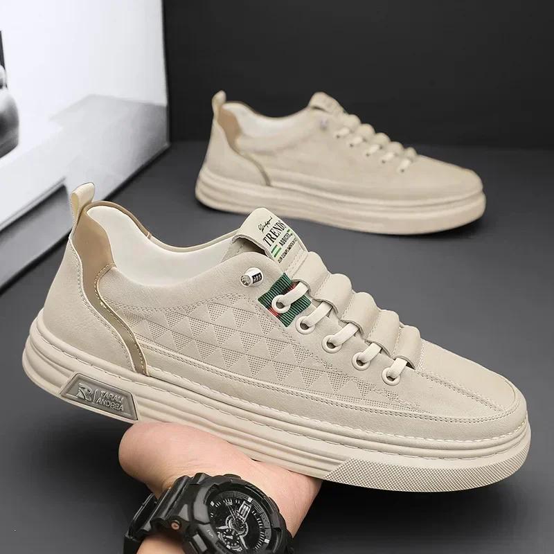 

2025 Mens shoes Upgrade your style with Men s Vulcanize Shoes /2025/ White Leather Casual Shoes 44 хаки