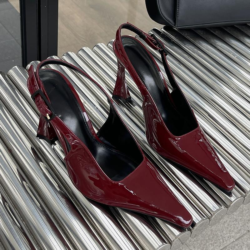 Fashion Leopard Pumps Footwear New Elegant Women Heeled Shoes Fashion Buckle Strap Female Pointed Toe Slingbacks Ladies High Heels Shoes