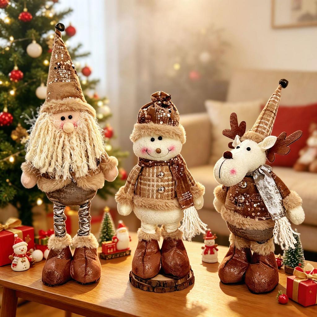 Telescopic Christmas Snowman Reindeer Doll Decoration for Hotel or Window Display