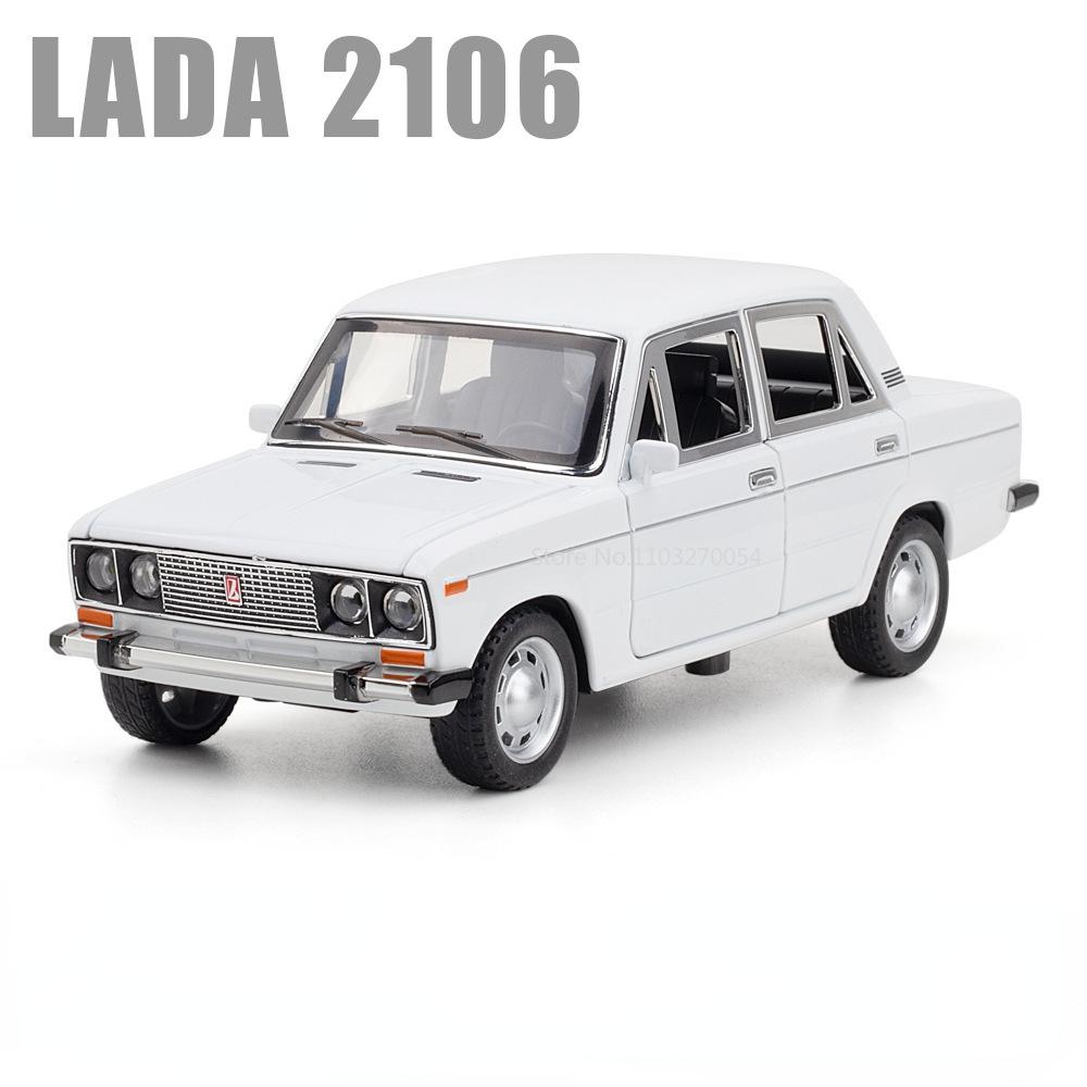 

1/24 LADA 2106 Diecast Alloy Car Model Toy Metal Body Door Can Opened Toy Car Pull Back Sound Light Rubber Tire Vehicle Boy Gift белый