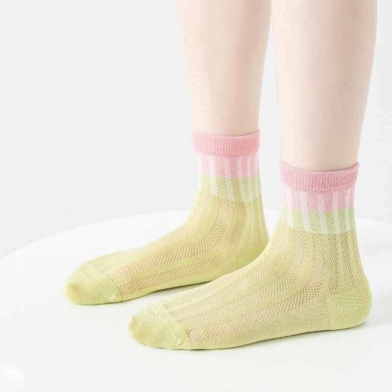 4Pairs/Set Kids Candy Socks Summer Mesh Thin Cotton Socks Sweet Cute Soft Cozy Breathable Socks For Girls