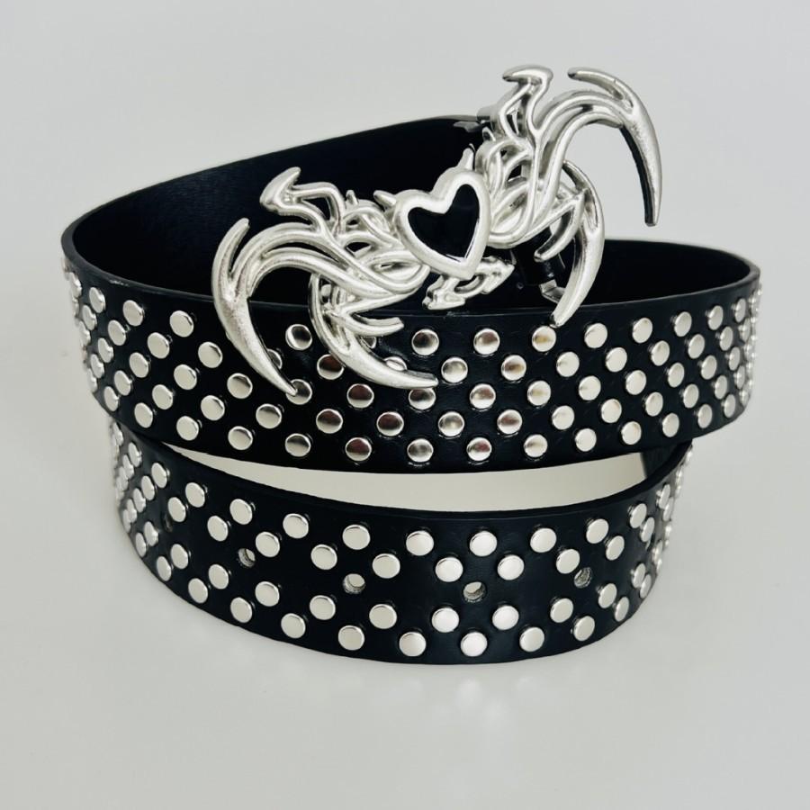 New Punk Rivet Belt, Special-shaped Buckle Belt, Ins Style, Individual and Retro, Skull Wing Gothic Belt