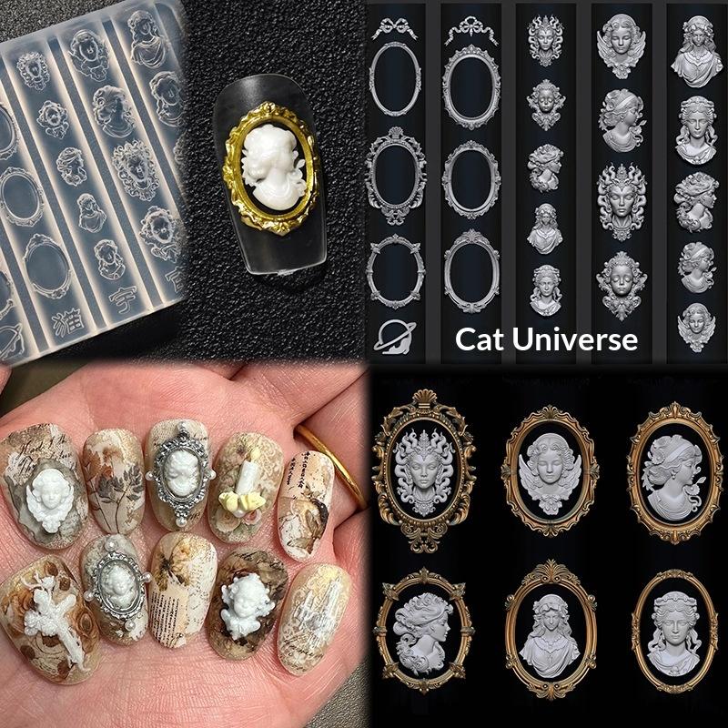 1Pcs 3D Baroque Angel Silicone Nail Mold Nail Art Diy Tool Stamping Plates Manicure Templates For Home Craft