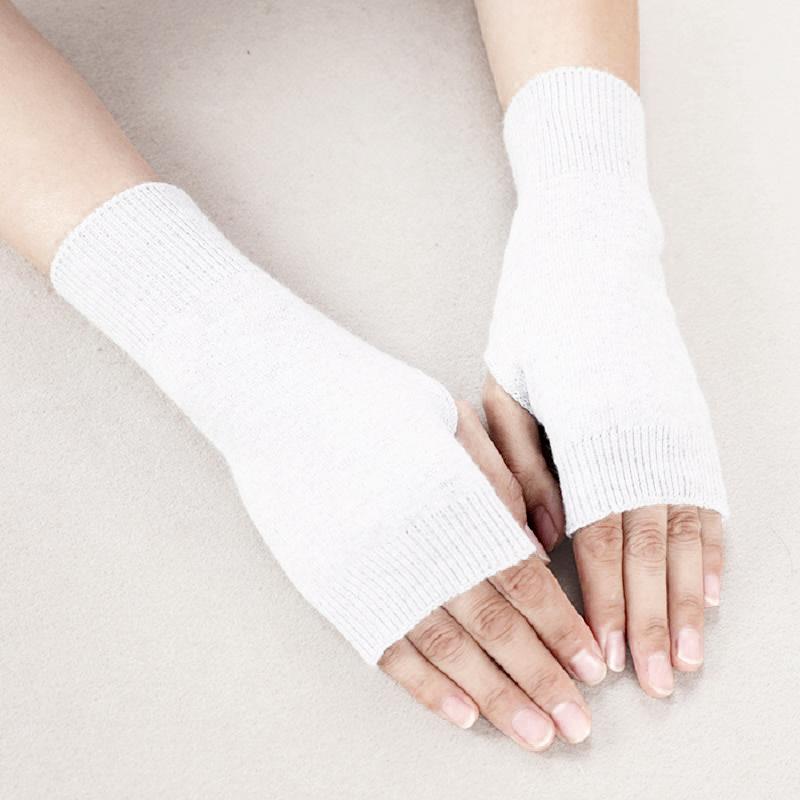 Wollhandschuh für Damen Winter Gestrickt Fingerlos Warm Weich Uni Dehnbar Halbfingerhandschuh Dame Elastisch Kurz Kaschmir Cosplay Handschuhe