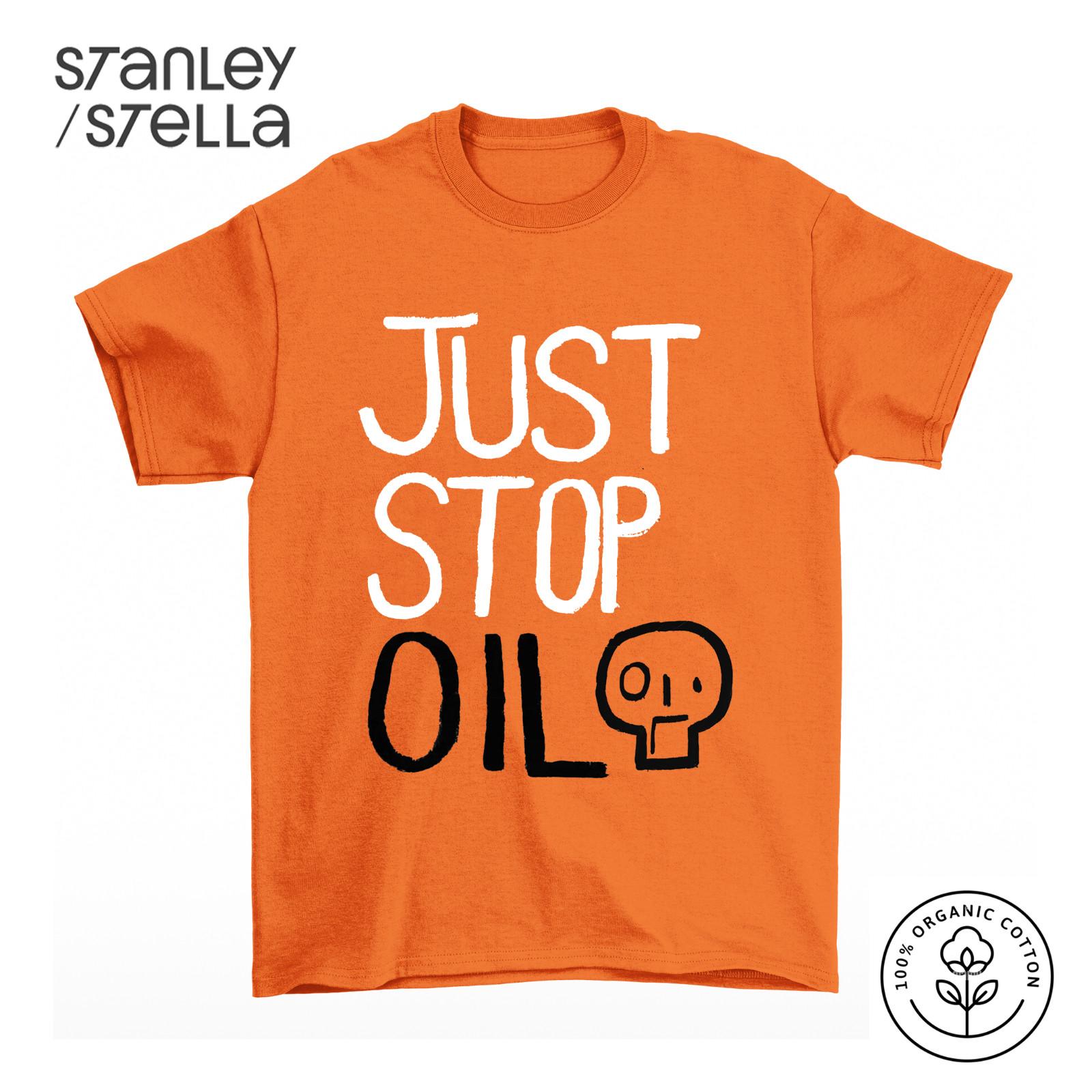 JUST STOP OIL Unisex  Cotton Environmental Protest T-Shirt Mens Womens Tees Top Save The Earth L