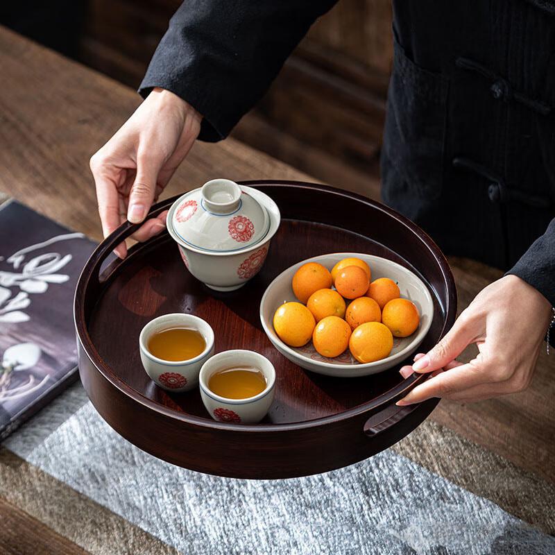 Bamboo Walnut Oval Tea Tray