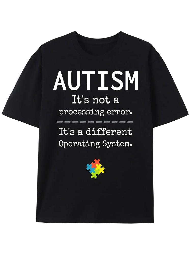 Autism Patterned Printed Men039;s T-shirtCotton summer short sleeve fashion casu Unisex T-Shirt S