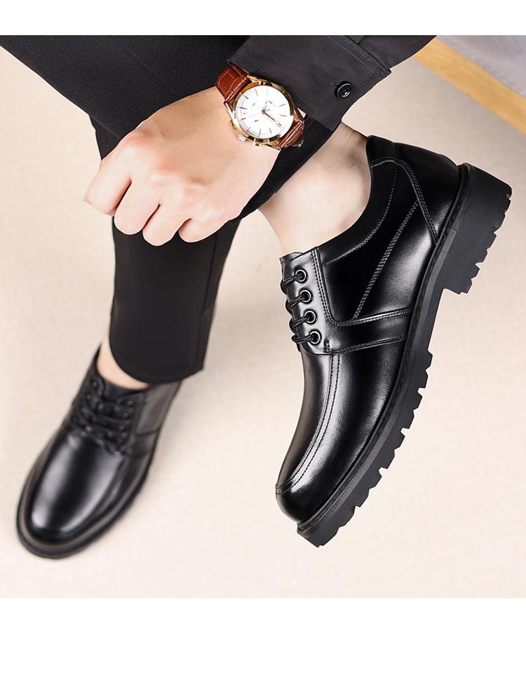 Fashion Business Formal Big Head Platform Shoes for Men Fashion Casual Autumn New Designer Black Lace Cow Leather Men's Shoes