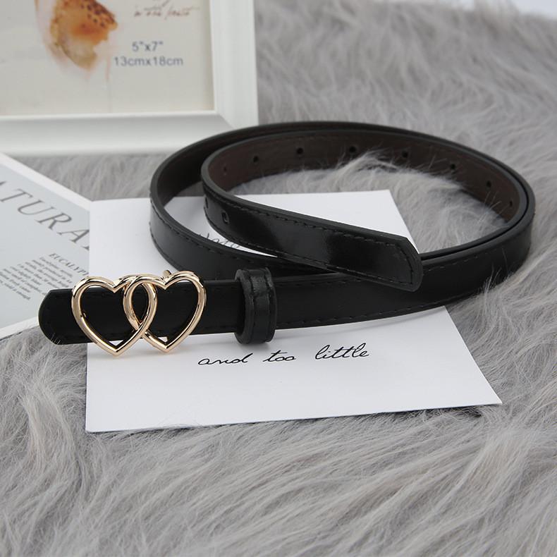 New Double Heart Buckle Thin Waist Belt Korean Version Simple Ladies Denim Belt Suit Long Shirt Decoration Belt Female In Stock