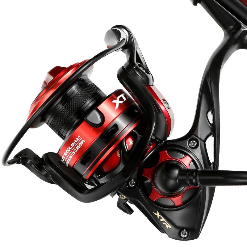 Alpha Fishing Spinning Reel 7+1BB 10KG Drag 2500 Size Metal Spool Spining Reel Fishing 2500 красный