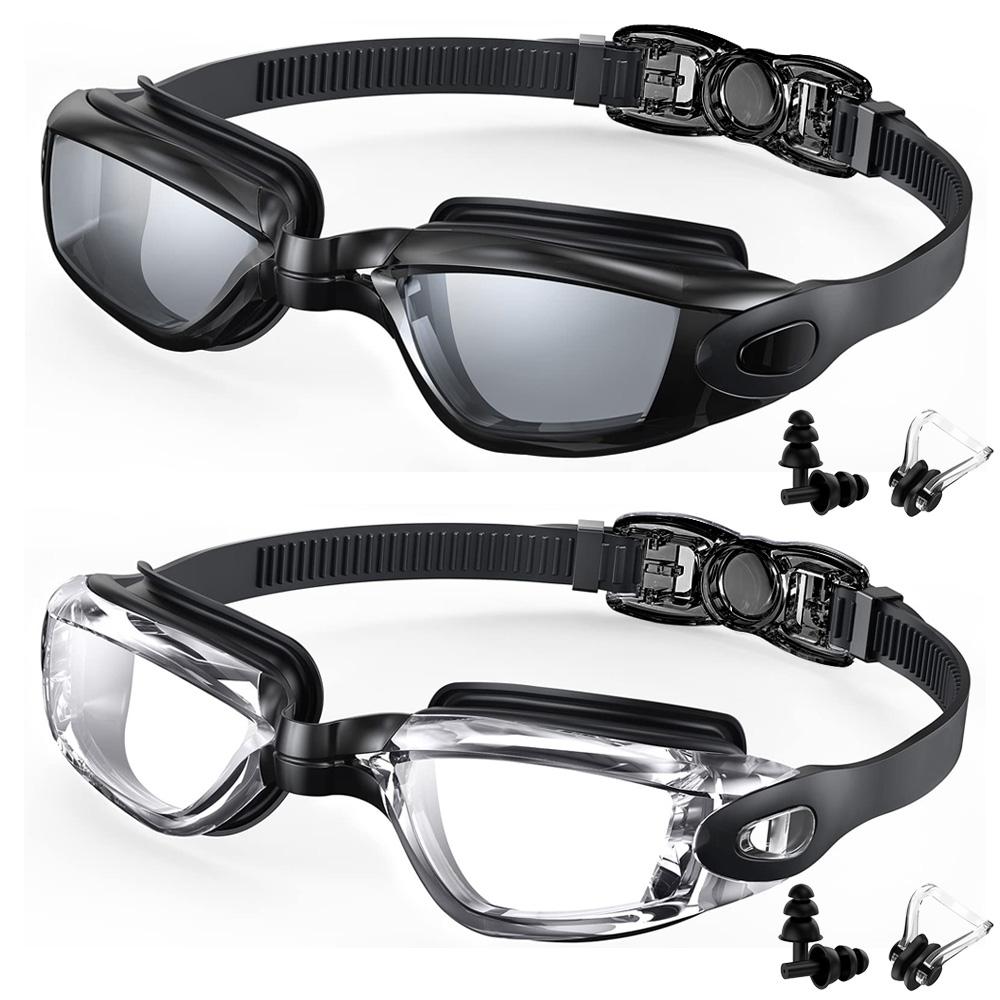 2 Pack Swimming Goggles Anti-Fog UV Protection Adjustable Swimming Glasses Professional Waterproof Swim Eyewear For Adult Youth