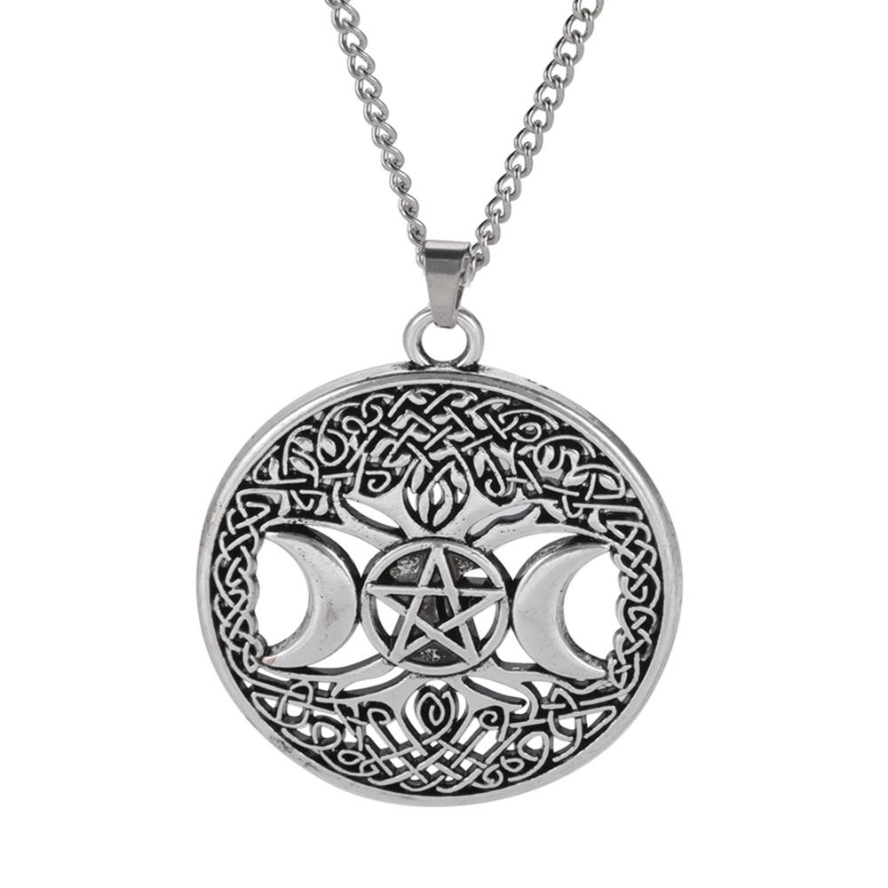 My Shape Tree of Life Pendants Necklace Triple Moon Goddess Pentacle Necklaces Women Men Religious Wiccan Amulet Jewelry Gifts