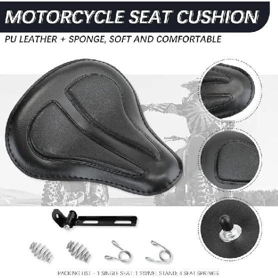 Black Motorcycle Cushion Spring Solo Seat Compatible with Harley Sportster XL1200 48 Bobber Street Chopper Honda Rebel