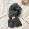 1116 Korean atmosphere solid color knitted scarf autumn and winter women's new Korean egg mohair wool scarf