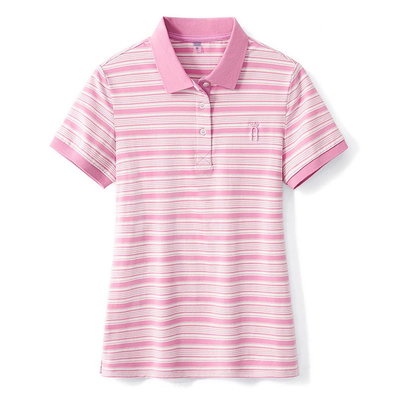 

Женская приталенная полосатая хлопковая рубашка поло - Короткий рукав 4XL