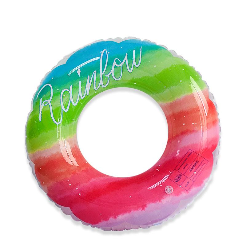 New Rainbow Flower Swimming Ring Water Sports Internet Celebrity Little Fairy Thickened PVC Children's Swimming Ring