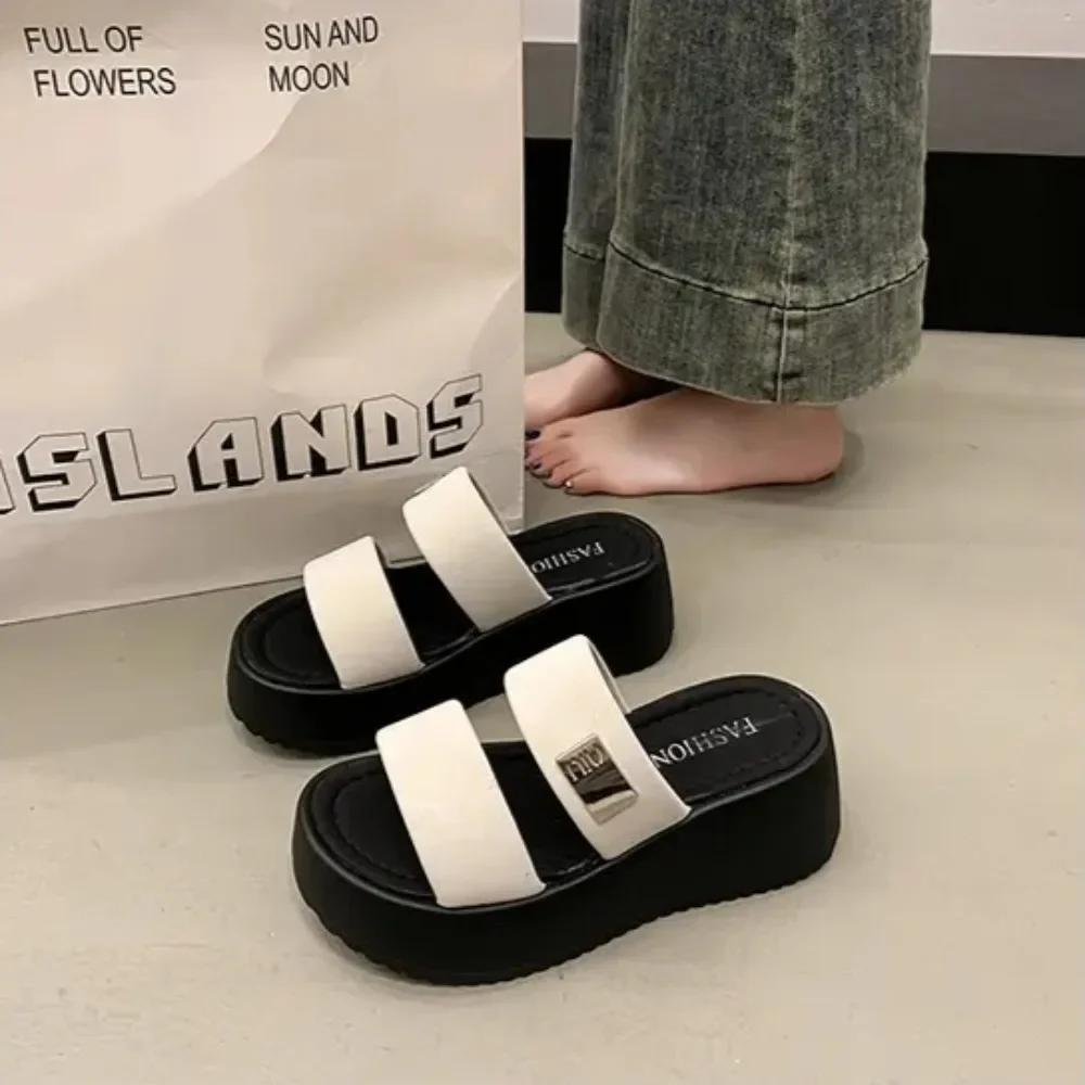 

2025 Summer New Fashion Letter Ins Korean Version of Beach Sponge Cake Heel Women s Shoes Beach Sandals womens shoes sandals 40 хакі