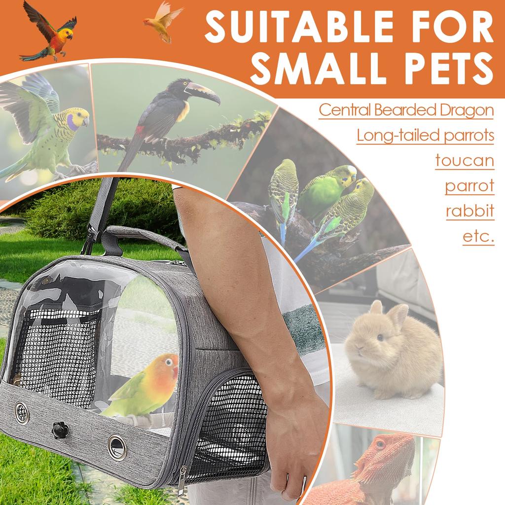 Bird Travel Carrier Portable Small Bird Travel Bag Breathable Parrot Cage with Perch Clear Window for Parrot Small Pet for Bird