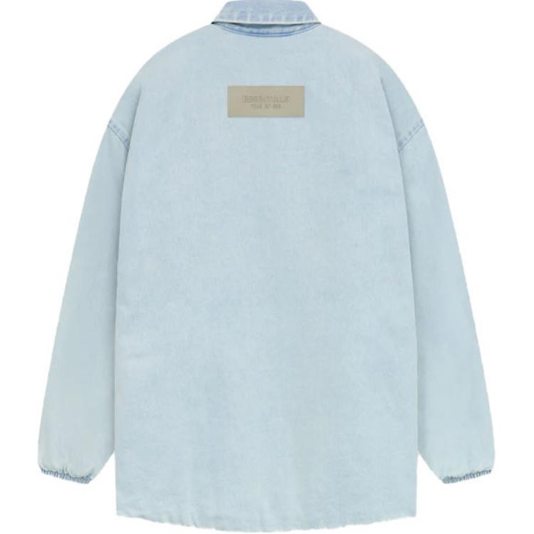 Fear of God Essentials Filled Shirt Jacket Light Washed Denim Men Outerwear Blue 202SP244590F