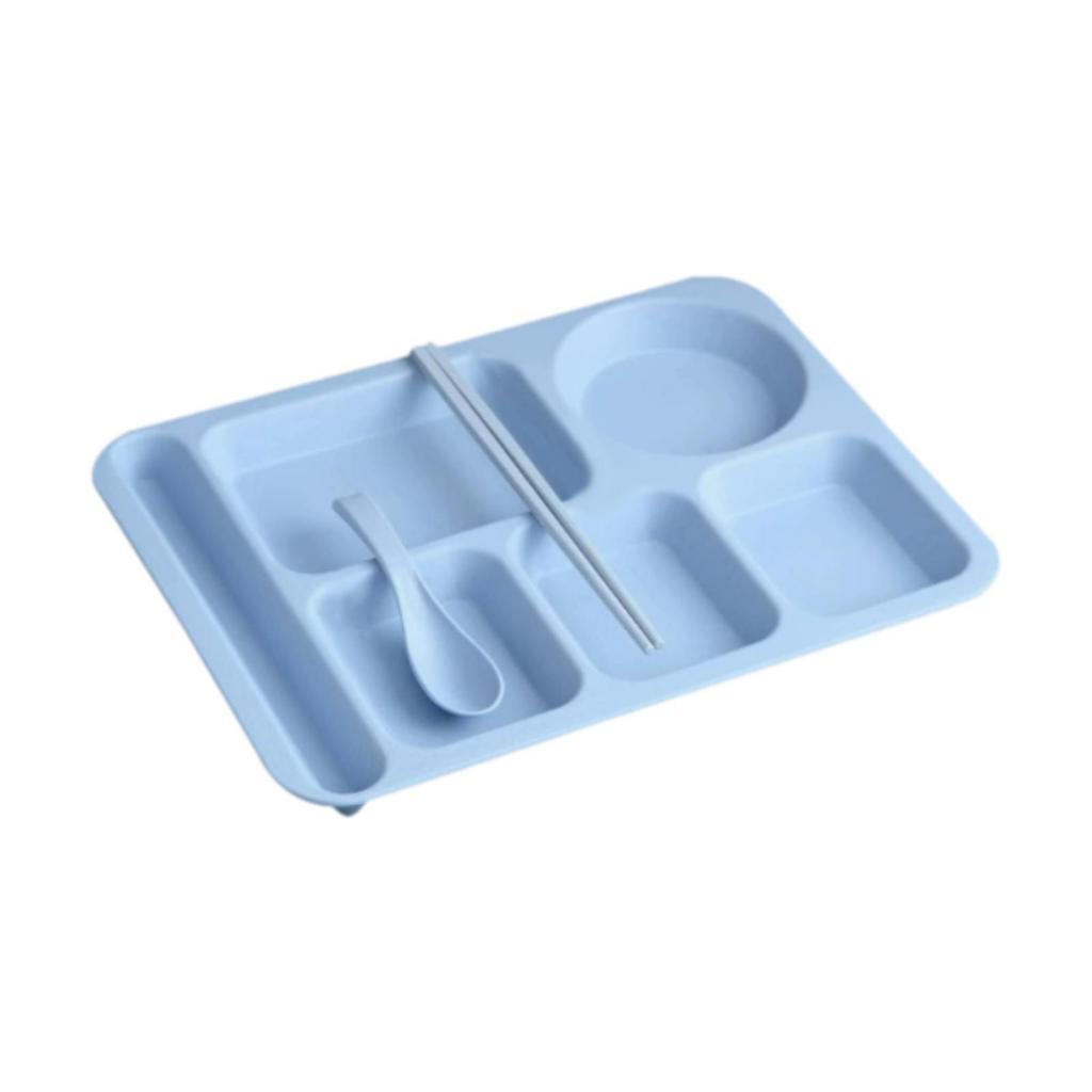 Dinner Plate Straw Lunch Snacks Dish Spoon Chopsticks Set