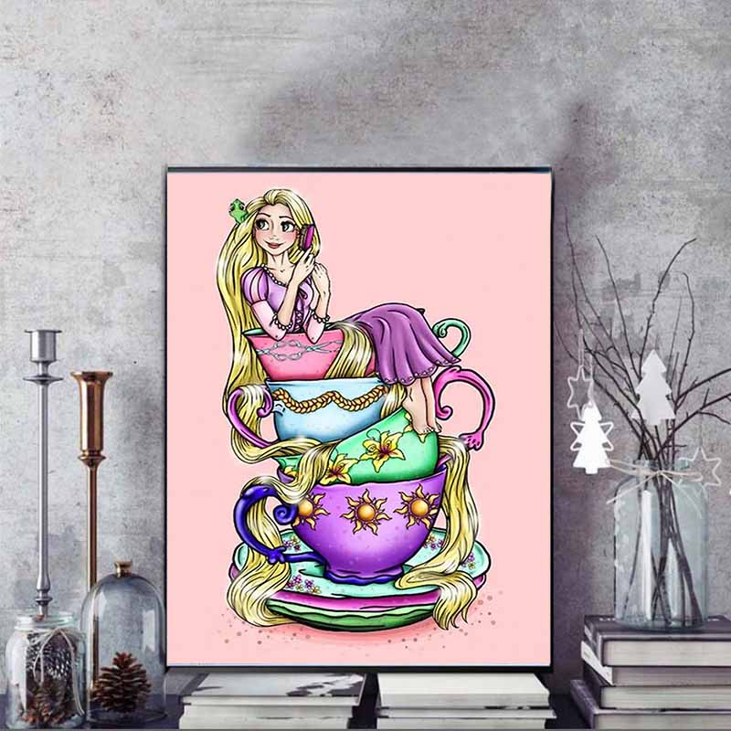 Disney Diamond Painting Rapunzel Teacup Theme Art Painting Cartoon 5D Diamond Cross Stitch Mosaic Home Decor Gift