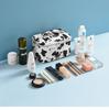 Cow Print Waterproof Cosmetic Travel Bag - Portable Skincare Organizer