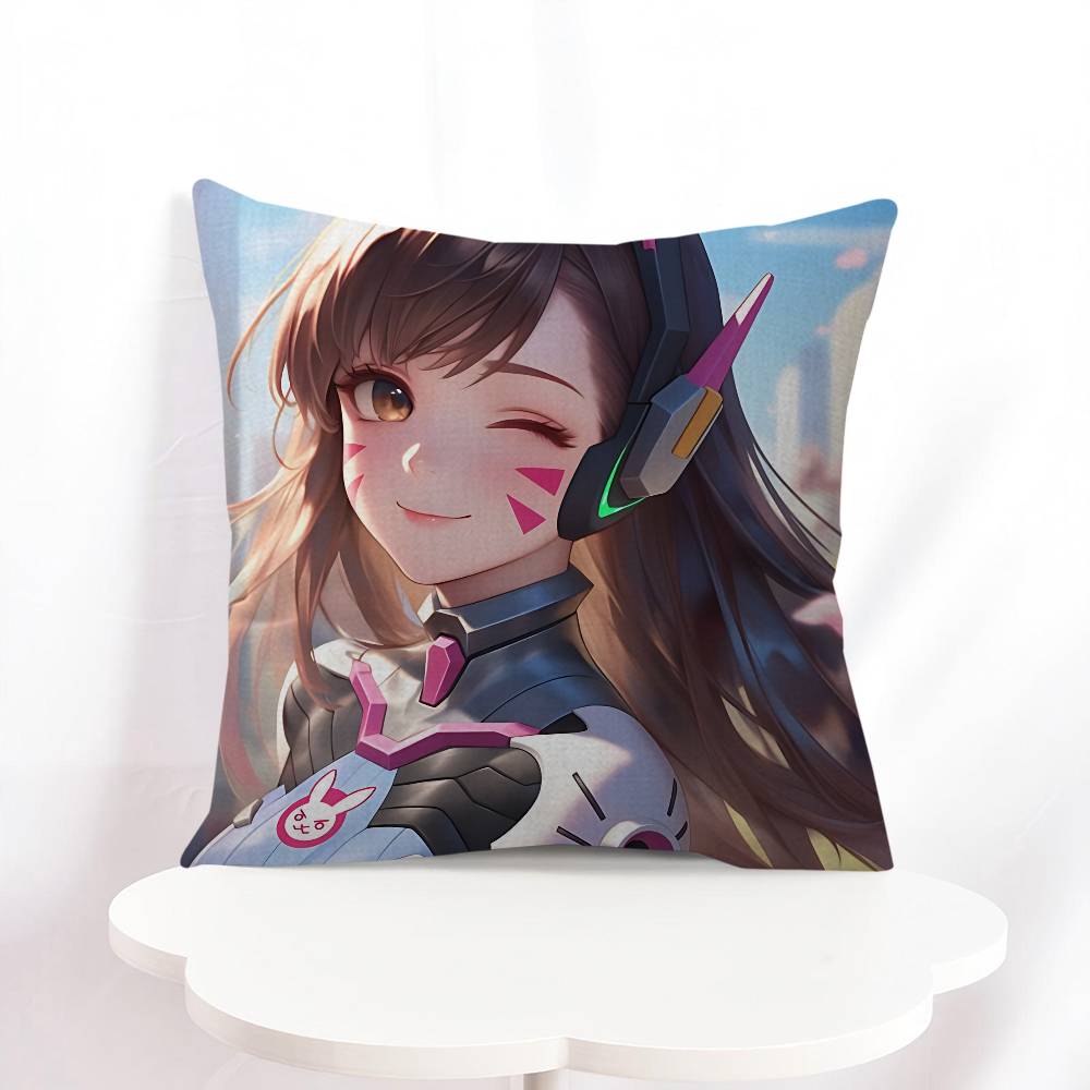 D.Va Cartoon Pillowcase Toon Gift Cushion Cover Bedroom Home Sofa Chair Seat Decor Pillow Case
