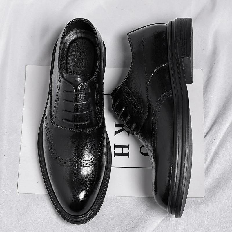 FashionFashion Platform Leather Business Men's Dress Shoes Spring Autumn Designer Soft-soled Increase Spring Autumn Brogues Shoes Male