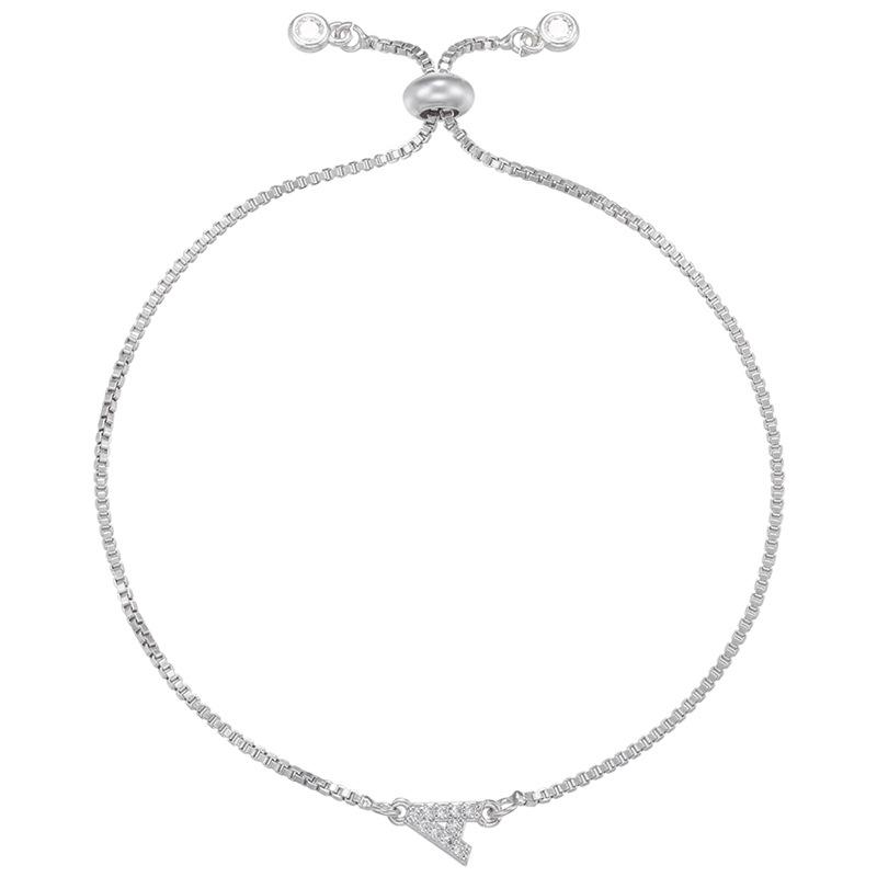 

Латунный браслет с микро-инкрустацией английской буквой и цирконием, женский раздвижной браслет, регулируемые украшения Vl197 Z белого золота