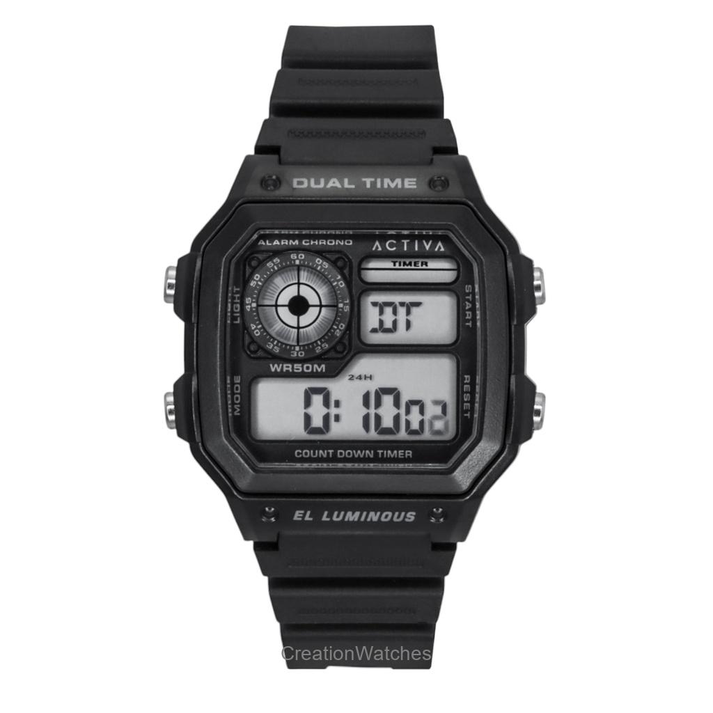 

Мужские часы Invicta Activa Digital с полиуретановым ремешком, черным циферблатом, кварцевые ACW1299-001 чёрный