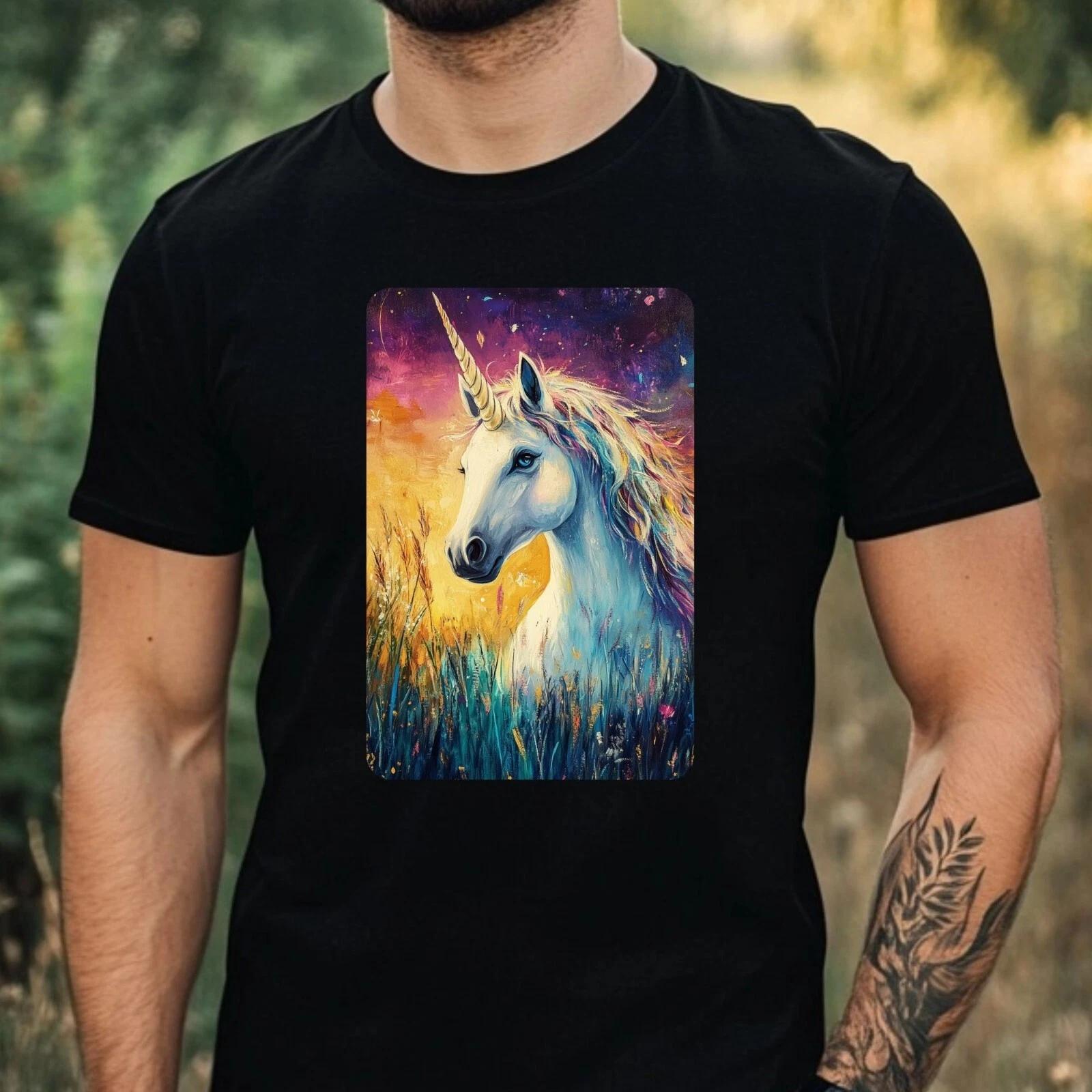 T-Shirt Herren Einhorn Portrait Motiv Baumwolle Größe XS bis 5XL XXXXL