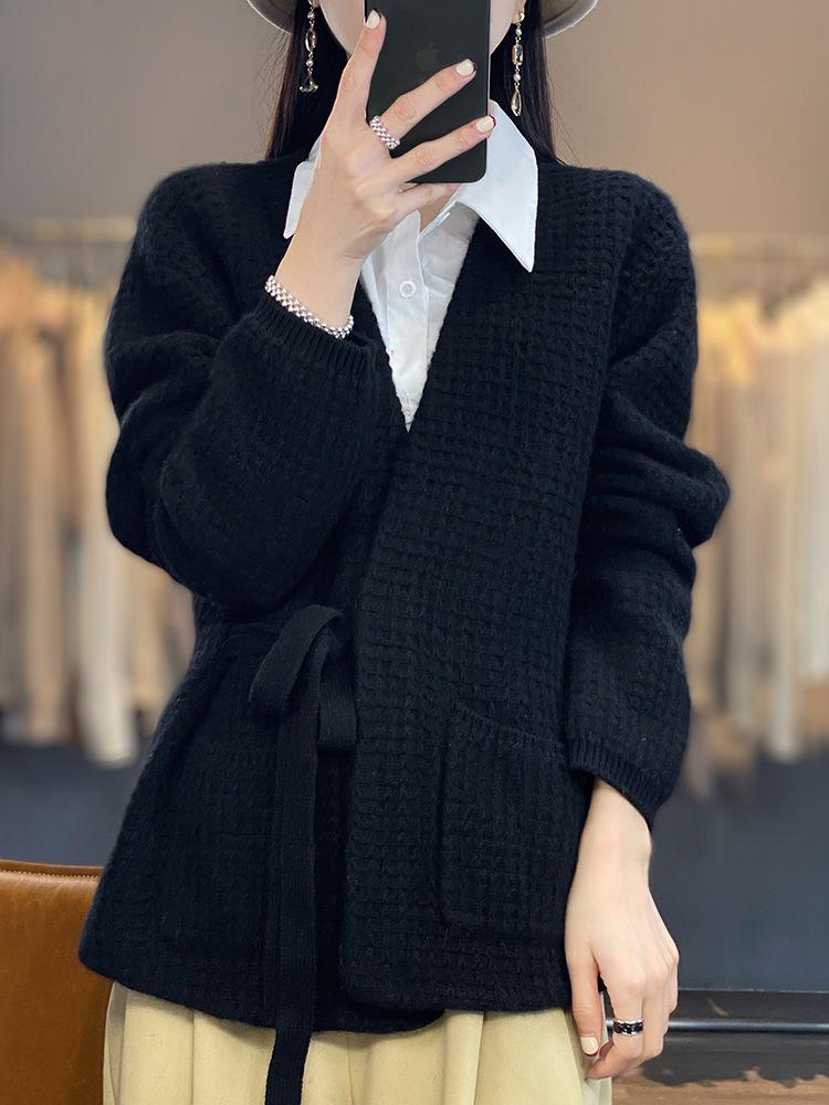 Women's Mid-Length Loose Knit Cardigan - Spring Style