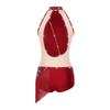 Womens Rhinestones Latin Dance Performance Gymnastics Figure Skating Costume Jazz Dance Outfits Tassels Adorned Leotard Bodysuit