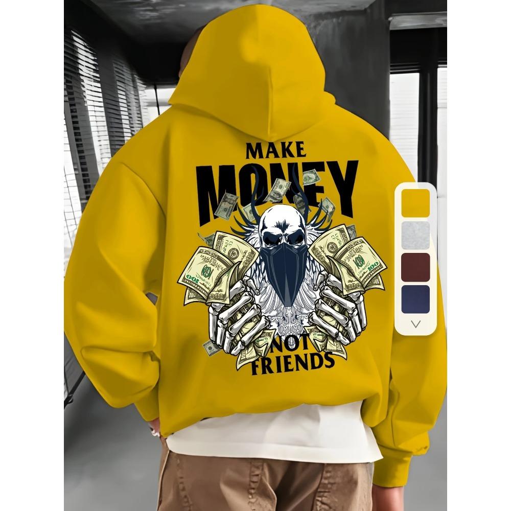 Fashion Men and Women's Autumn Hooded Sweatshirt Make MONEY NOT FRIENDS Printed Hoodies Outdoor Street Sweatshirts Top