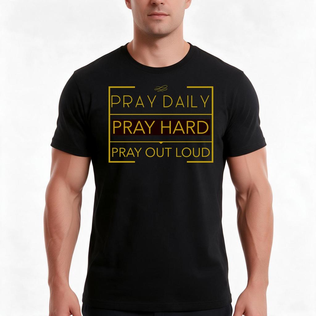 Pray Daily Pray Hard Pray Out Loud Tshirt Summer Casual Cotton Tee Oversized Streetwear Tops Vintage Graphic Print