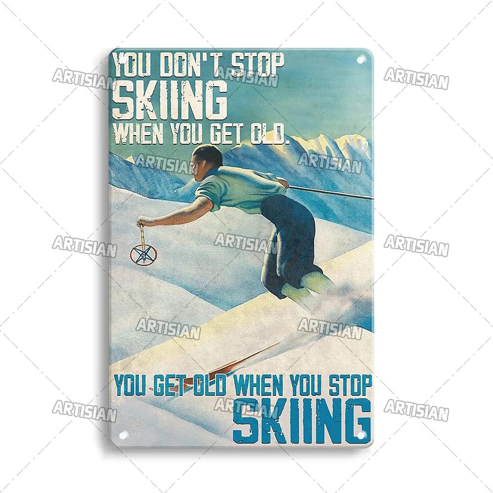 ArtisianSkiingMetalSign Artisian Skiing Metal Sign - Snowboarding/Sledding Sport Tin Plate, Garage/Bar Wall Decor