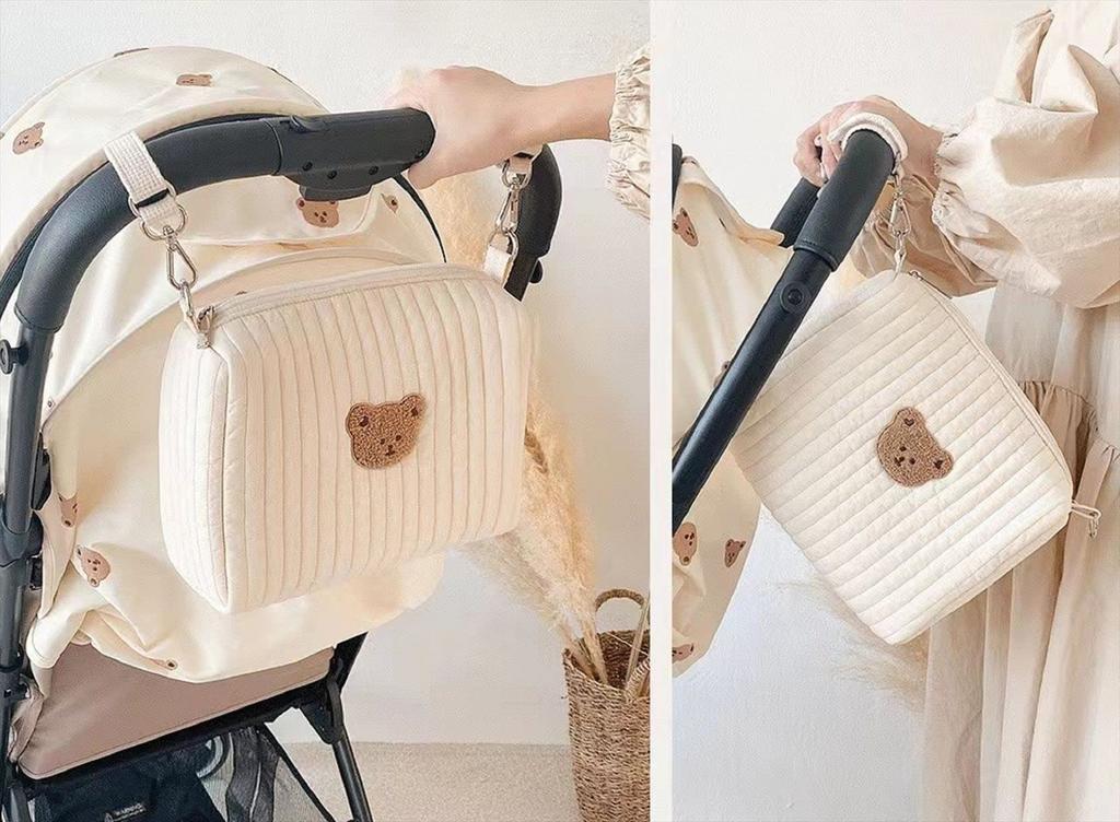 Party Park Large Capacity Stroller Bag for and Small and Convenient Bear Design Pouch, Diapers, Clothes, Items, Accessories, Items,