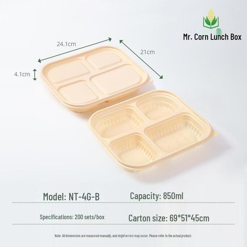 Eco-friendly Corn Starch Divided Lunch Box