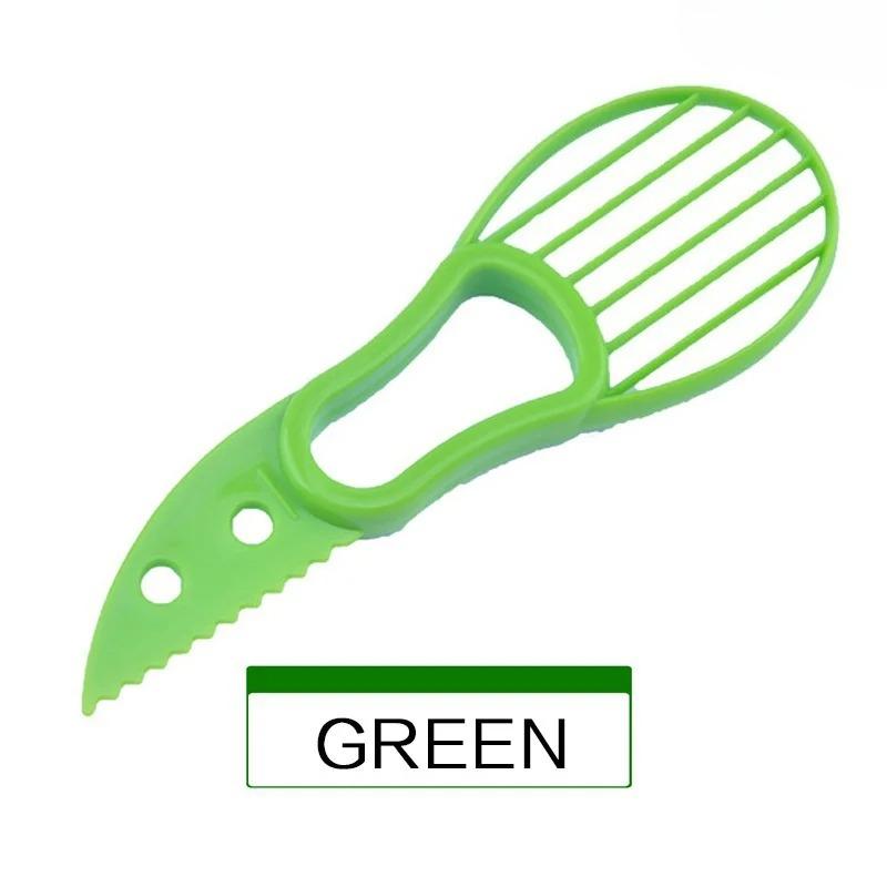 

3 in 1 Avocado Slicer Shea Corer Butter Fruit Peeler Cutter Pulp Separator Plastic Knife Kitchen Vegetable Tools зелёный